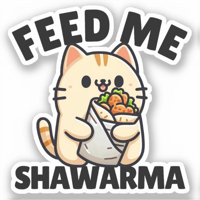 Funny Cat Eating Shawarma Wrap Feed Me Shawarma (Front)