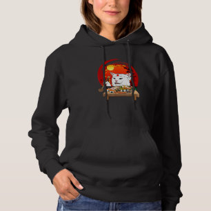 Funny Cat Eating Sushi In Japan Funny Graphic Hoodie
