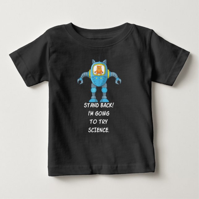 Funny Cat Engineering Scientist Robot Science Baby T-Shirt (Front)
