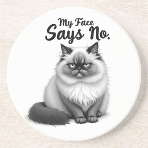 Funny Cat Face Illustration – Minimal Cute Cat Art Coaster