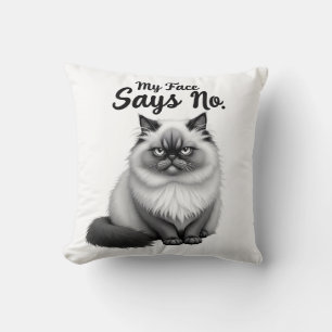 Funny Cat Face Illustration – Minimal Cute Cat Art Cushion