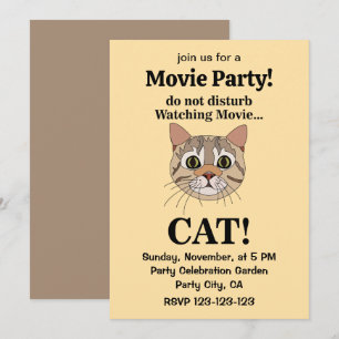 Funny Cat Face Movie Party Invitation