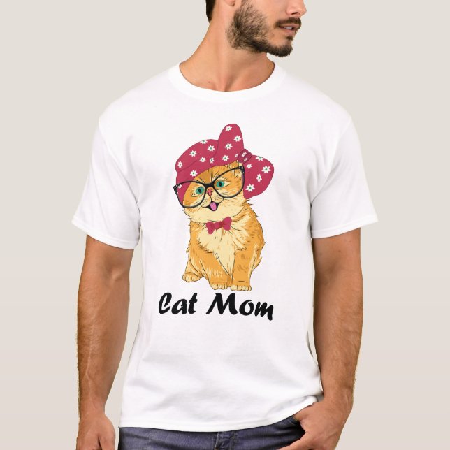 Funny Cat Face With Funky Glasses T-Shirt (Front)
