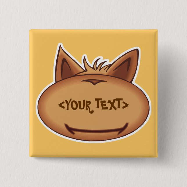 Funny Cat Face, <YOUR TEXT> 15 Cm Square Badge (Front)