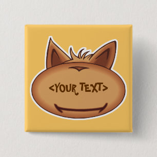 Funny Cat Face, <YOUR TEXT> 15 Cm Square Badge