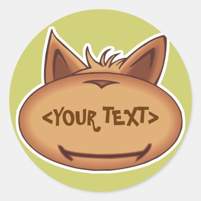 Funny Cat Face, <YOUR TEXT> Classic Round Sticker (Front)