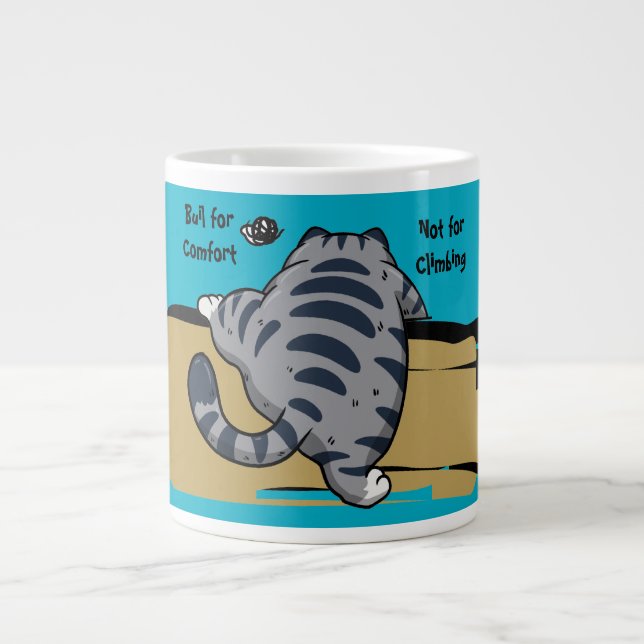 Funny Cat, Fat Cat, Funny Script Giant Coffee Mug (Front)