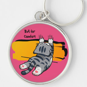 Funny Cat, Fat Cat, Funny Script, Modern Trendy  Key Ring