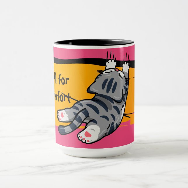 Funny Cat, Fat Cat, Funny Script, Modern Trendy  Mug (Center)