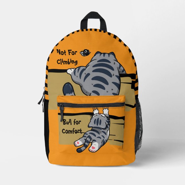 Funny Cat, Fat Cat, Funny Script, Modern Trendy  P Printed Backpack (Front)