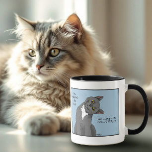 Funny Cat Father’s Day Grey Cat Blue Mug