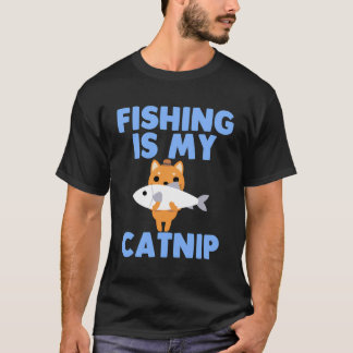 Funny Cat Feline Fishing Animal Lover Fisherman Fi T-Shirt