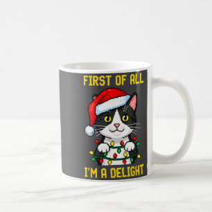 Funny Cat First Of All I'm A Delight Retro Gaming Coffee Mug