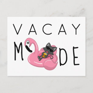 Funny Cat Flamingo Vacay Mode Vacation Postcard
