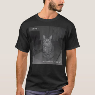 Funny Cat Flipping Off Middle Finger On Security T-Shirt