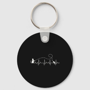 Funny Cat Fly Fishing Fisherman Heartbeat Line Hea Key Ring
