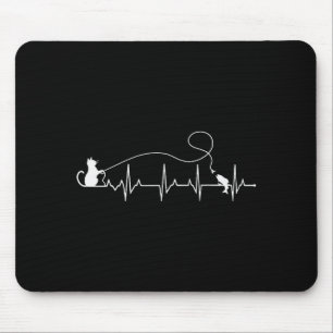 Funny Cat Fly Fishing Fisherman Heartbeat Line Hea Mouse Pad
