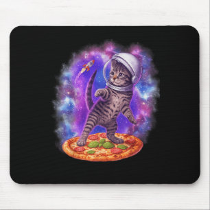 Funny Cat Flying A Pizza Astronaut Kitten Space Ki Mouse Pad
