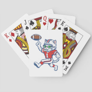 Funny Cat Football Player Playing Cards