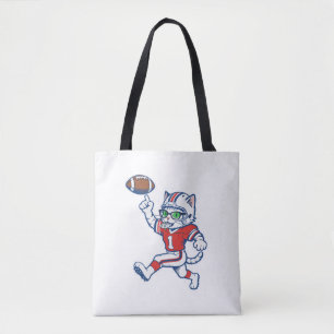 Funny Cat Football Player Tote Bag