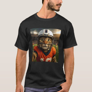 Funny Cat Football Sports Portrait Meme T-Shirt
