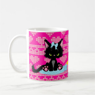 Funny Cat For Chaotic Knitters Coffee Mug