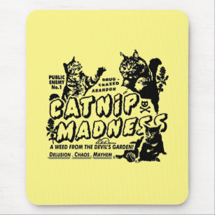 Funny Cat for Women Men Catnip Madness Cute Cat  Mouse Pad