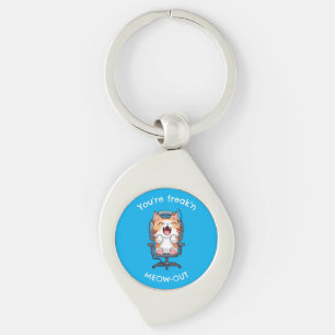 Funny Cat Freak'n Meow Out Key Ring