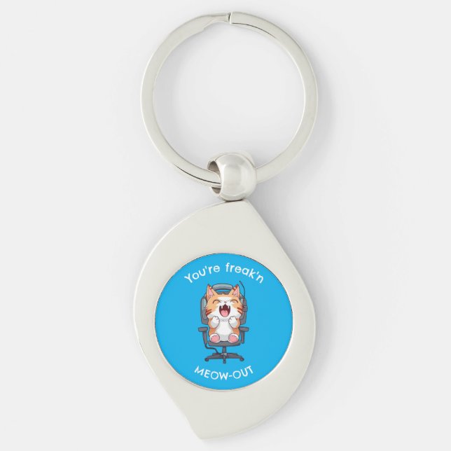 Funny Cat Freak'n Meow Out Key Ring (Front)