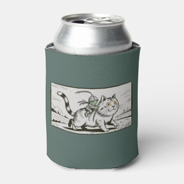 Funny Cat Frog Meme Mediaeval Vintage  Can Cooler (Can Front)