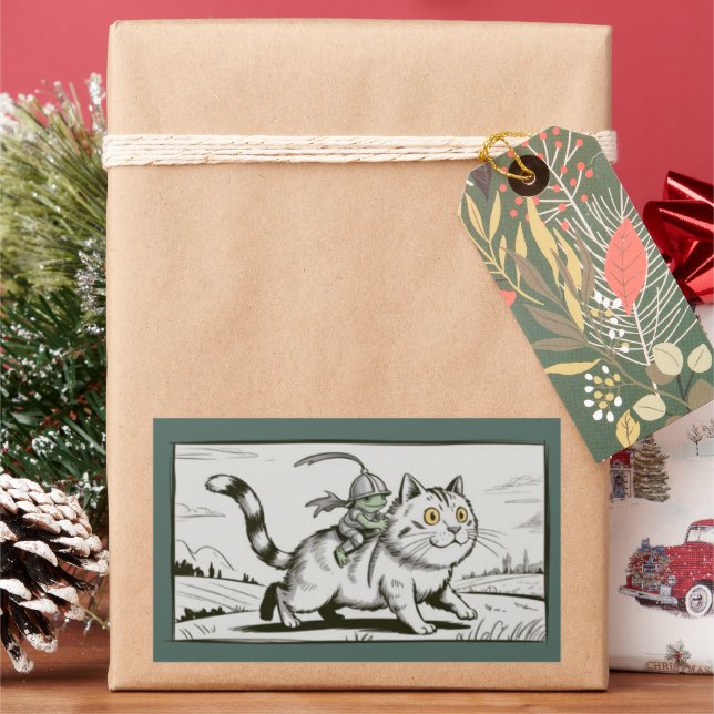 Funny Cat Frog Meme Mediaeval Vintage  Rectangular Sticker (Holiday)