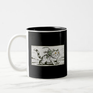 Funny Cat Frog Meme Mediaeval Vintage Two-Tone Coffee Mug