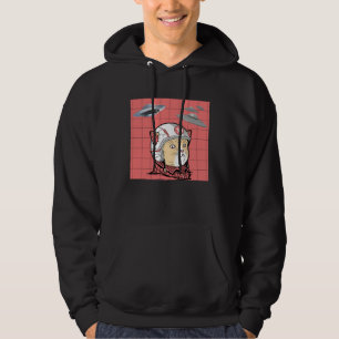 Funny Cat Galaxy Spaceship Alien UFO Retro Funny Hoodie