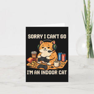 Funny Cat Gamer Indoor Introvert Lazy Humour Pixel Card