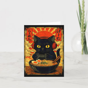 Funny Cat Gamer Men Anime Kawaii Gaming Headset Ca Card