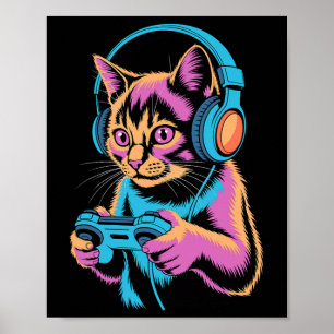 Funny Cat Gaming Video Gamer Cat  Poster