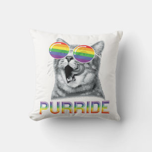 Funny Cat Gay Pride Rainbow Sunglasses LGBTQ Cushion