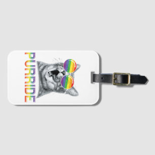 Funny Cat Gay Pride Rainbow Sunglasses LGBTQ Luggage Tag