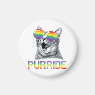 Funny Cat Gay Pride Rainbow Sunglasses LGBTQ Magnet