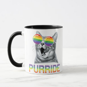 Funny Cat Gay Pride Rainbow Sunglasses LGBTQ Mug