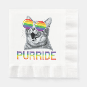 Funny Cat Gay Pride Rainbow Sunglasses LGBTQ Napkin