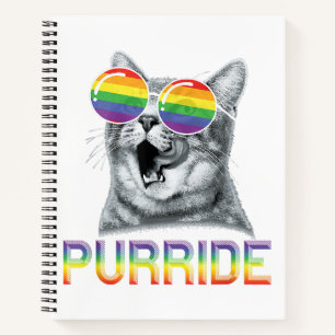 Funny Cat Gay Pride Rainbow Sunglasses LGBTQ Notebook
