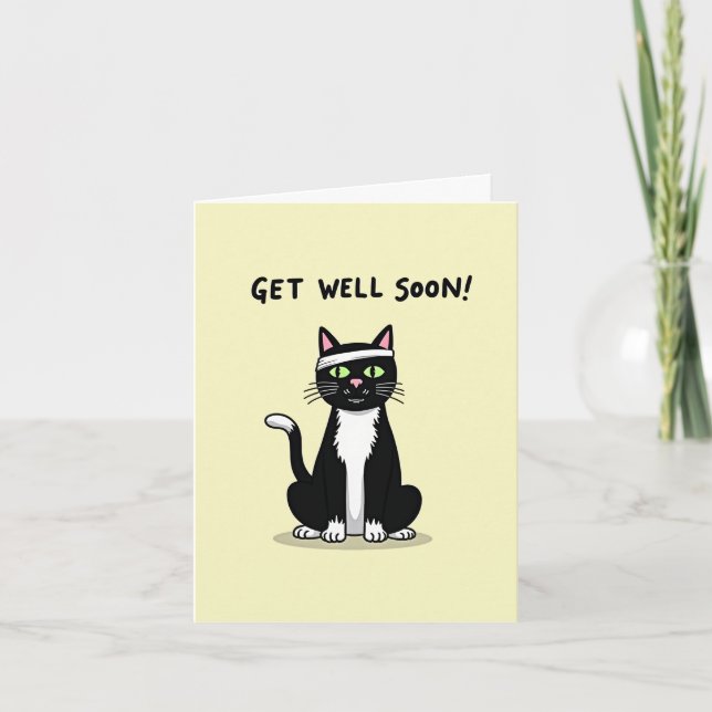 Funny Cat Get Well Soon Card (Front)
