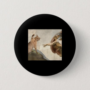 Funny Cat God Creation Of Adam Meme Jesus 6 Cm Round Badge