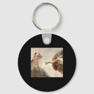 Funny Cat God Creation Of Adam Meme Jesus Key Ring