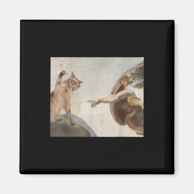 Funny Cat God Creation Of Adam Meme Michelangelo J Magnet (Front)