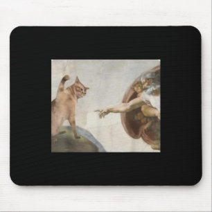 Funny Cat God Creation Of Adam Meme Michelangelo J Mouse Pad