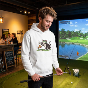 Funny Cat Golfer Fishing Water Hazard Hoodie