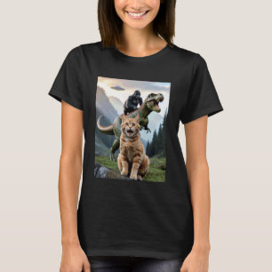 Funny Cat Gorilla Dinosaur UFO Meme Absurd Humour T-Shirt