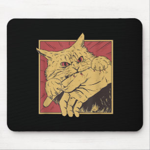 Funny Cat Graphic Tee Japanese Anime Cat Bite Mouse Pad